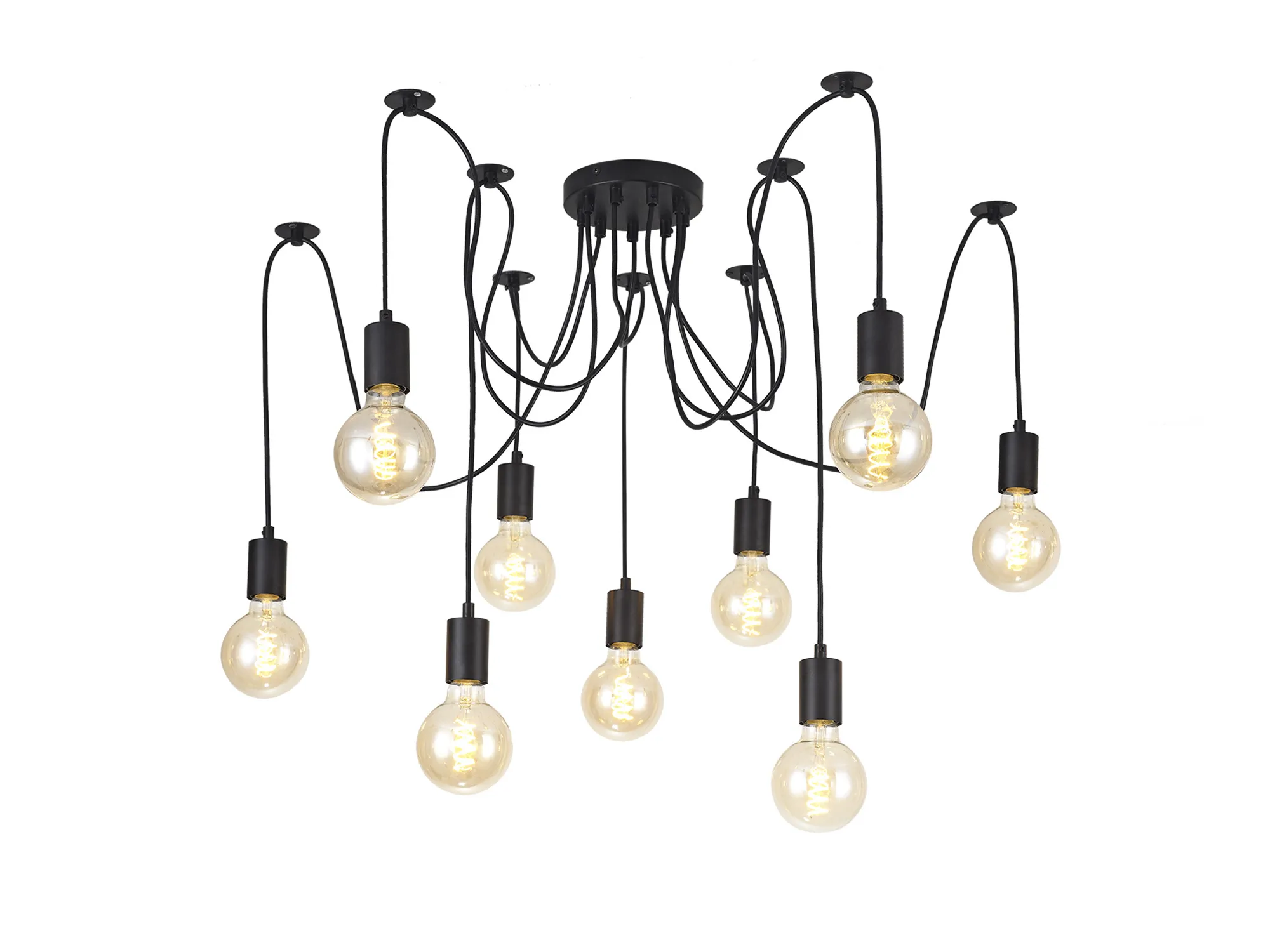 D0633  Dreifa Spider Pendant 9 Light Matt Black